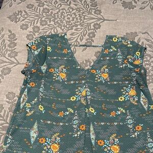 Floral Green Blouse- flowy